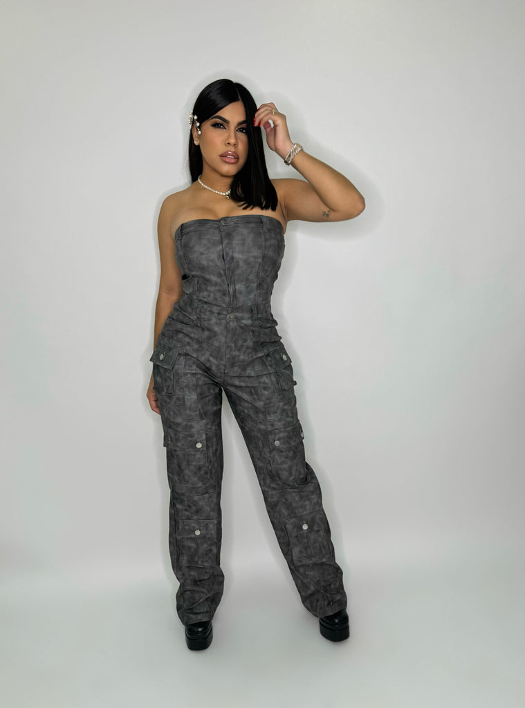 MERLINA LEATHER JUMPSUIT