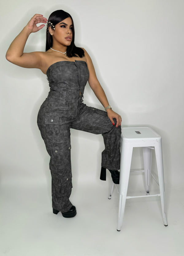 MERLINA LEATHER JUMPSUIT